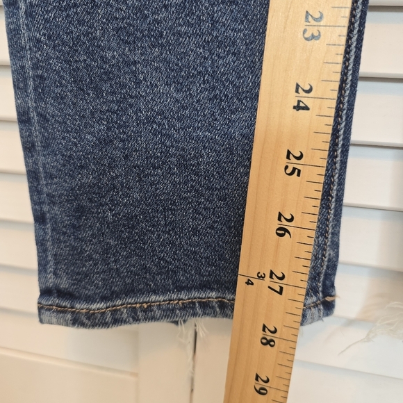 AMERICAN EAGLE Mom Jeans Stretch Distressed Raw Hem Women 0 High Rise Blue Denim - Picture 11 of 11